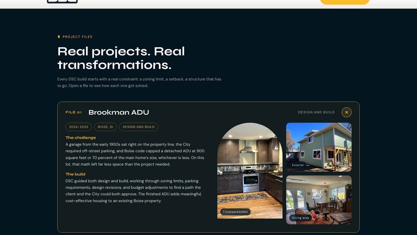 The project files section of the new homepage
