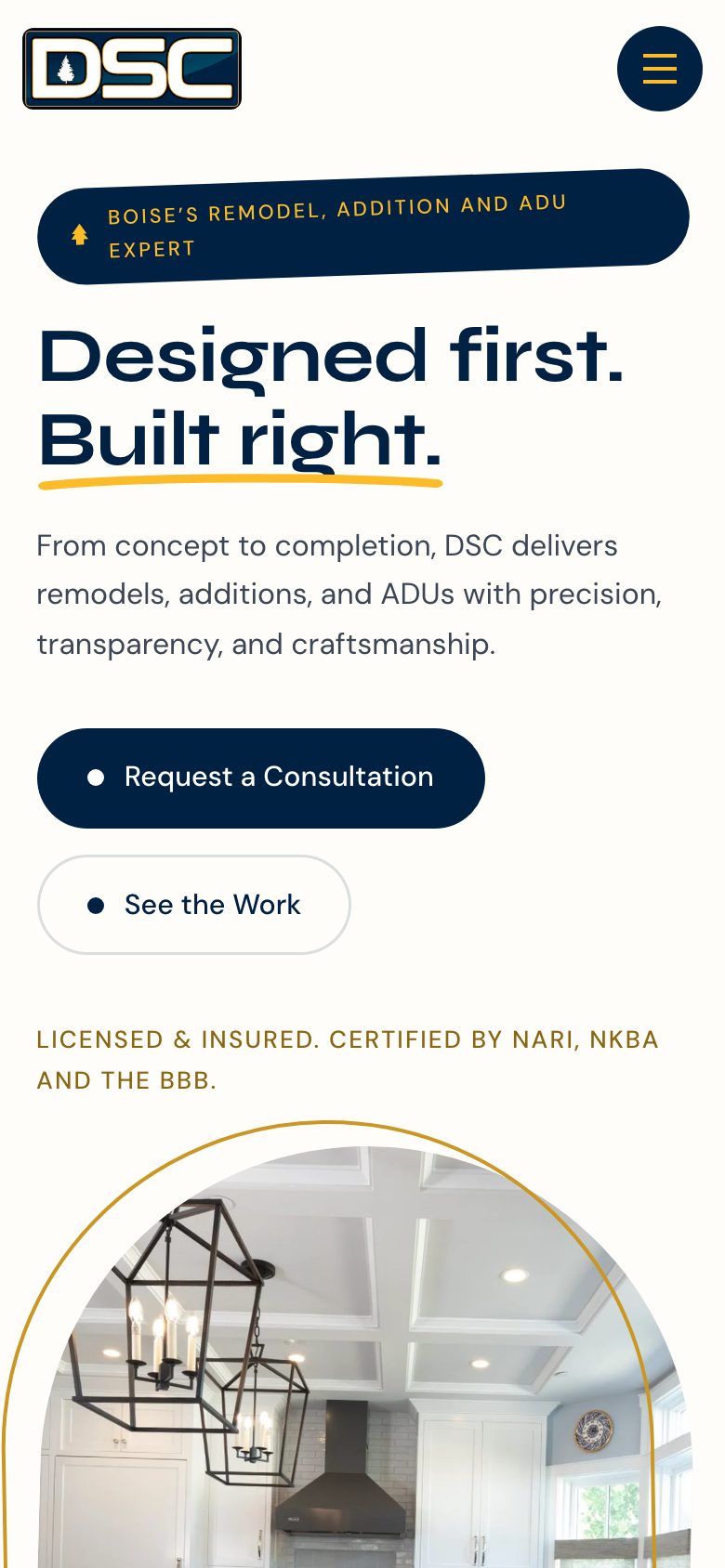The new homepage on a phone