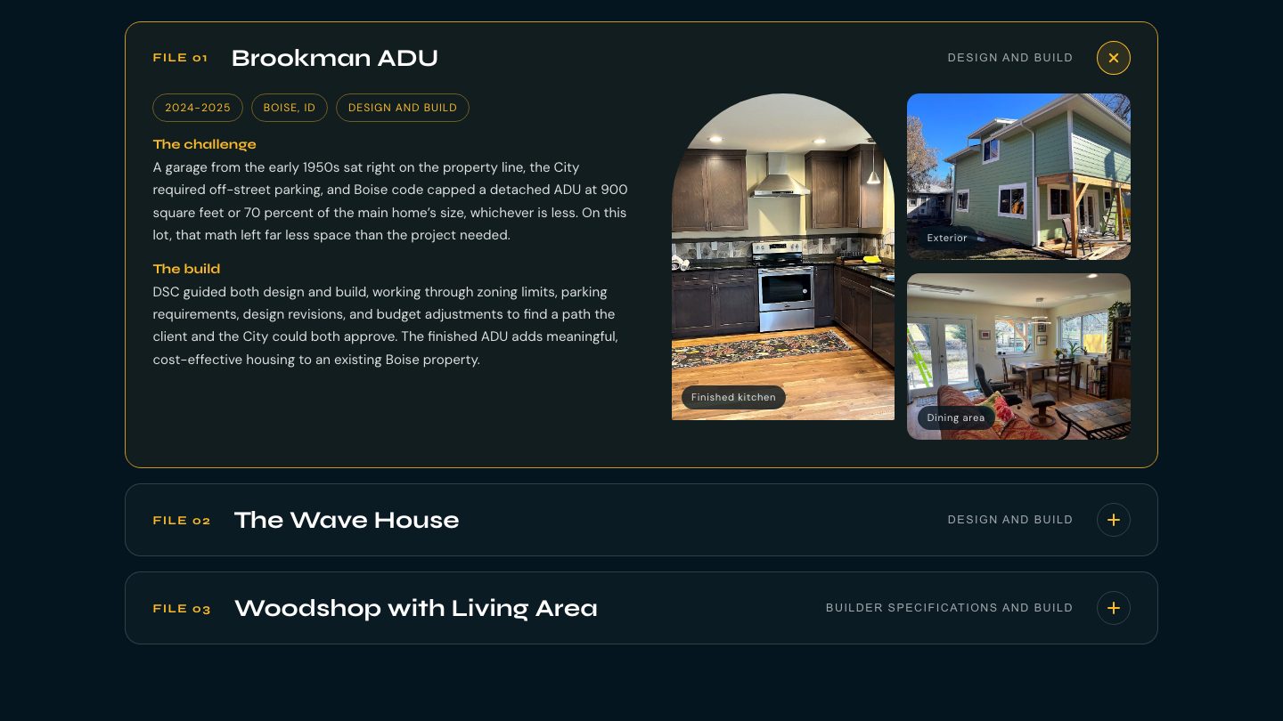 The project files section of the new homepage